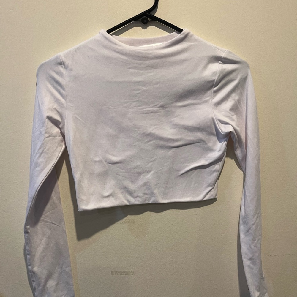 White Long Sleeve Crop Top